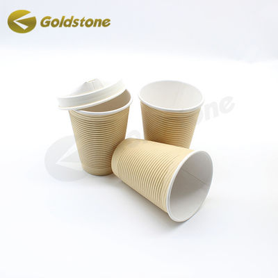 Coppe di carta eco di marca personalizzata 12 oz Kraft Ripple Cup ISO9001