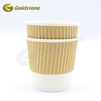 Carta di qualità alimentare 350ml Kraft Ripple Cups Coppe di caffè stampate per la sicurezza sostenibile