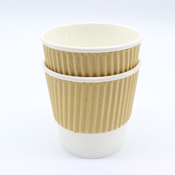 Combinazione di isolamento Kraft Ripple Coppe di carta e isolamento per bevande calde e fredde 0