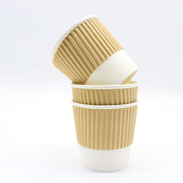 Combinazione di isolamento Kraft Ripple Coppe di carta e isolamento per bevande calde e fredde 1